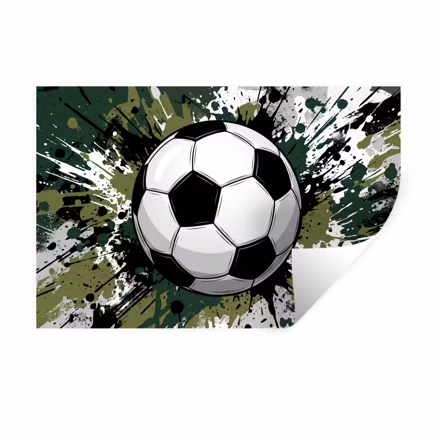 Voetbal - Verf - Spetters - Groen Muursticker klein -3d