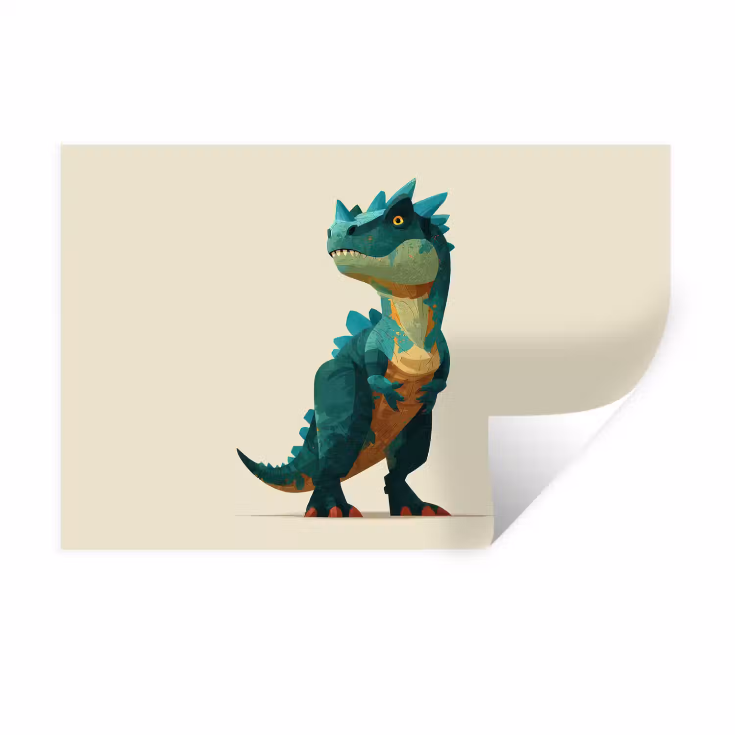 Stekels - Dino - Blauw - Gespierd Muursticker klein -3d