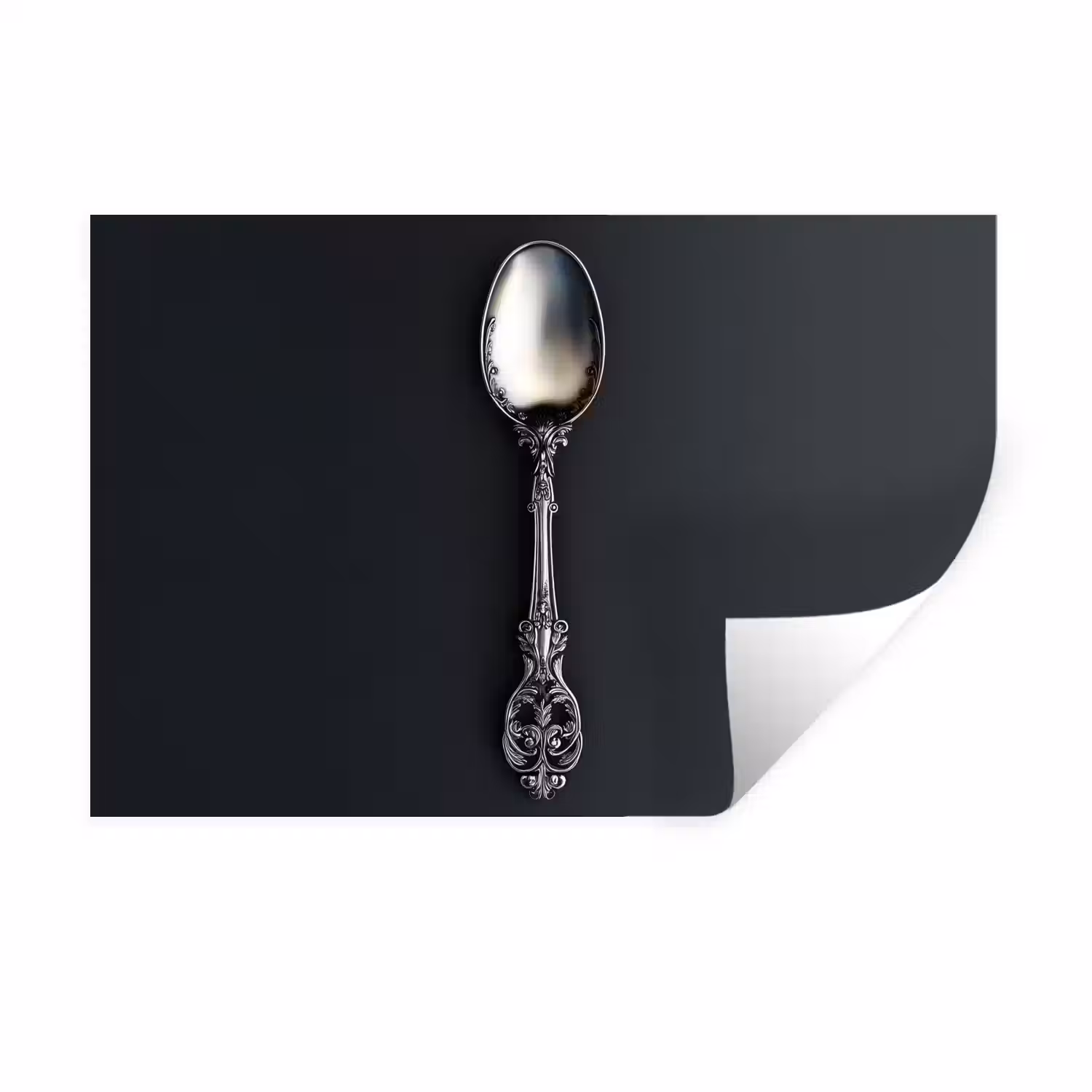 Lepel - Zilver - Metaal Muursticker klein -3d