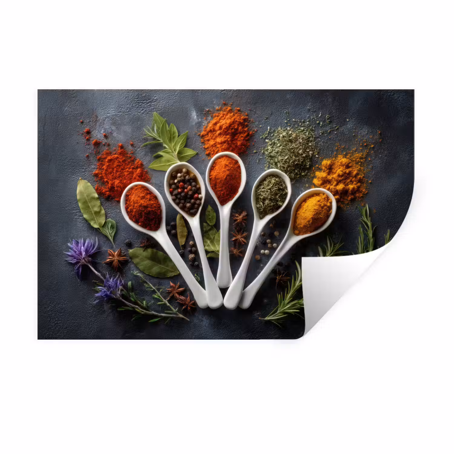 Lepels - Wit - Poeder - Kruiden Muursticker klein -3d