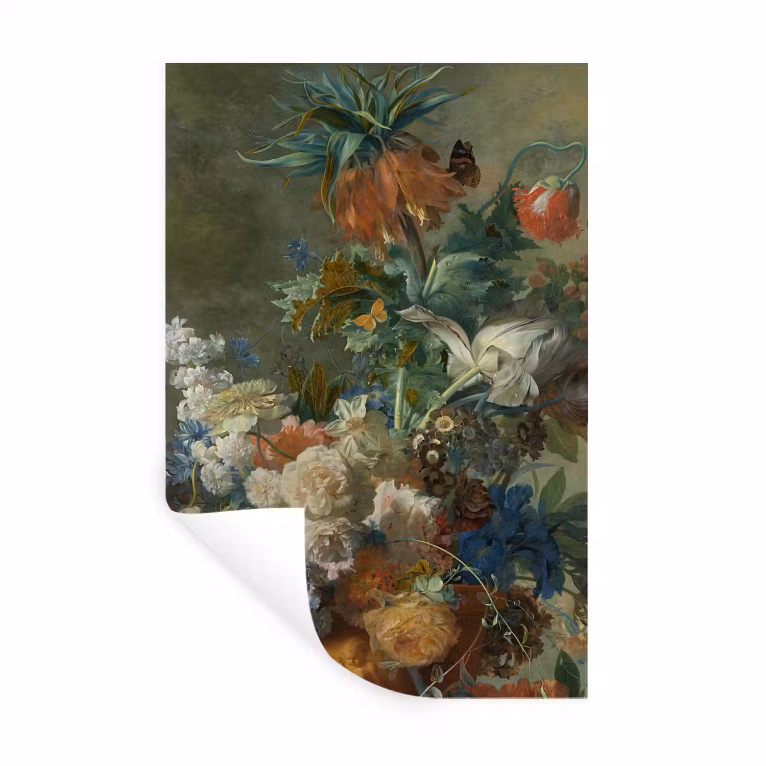 Stilleven met bloemen - Schilderij van Jan van Huysum Muursticker klein -3d