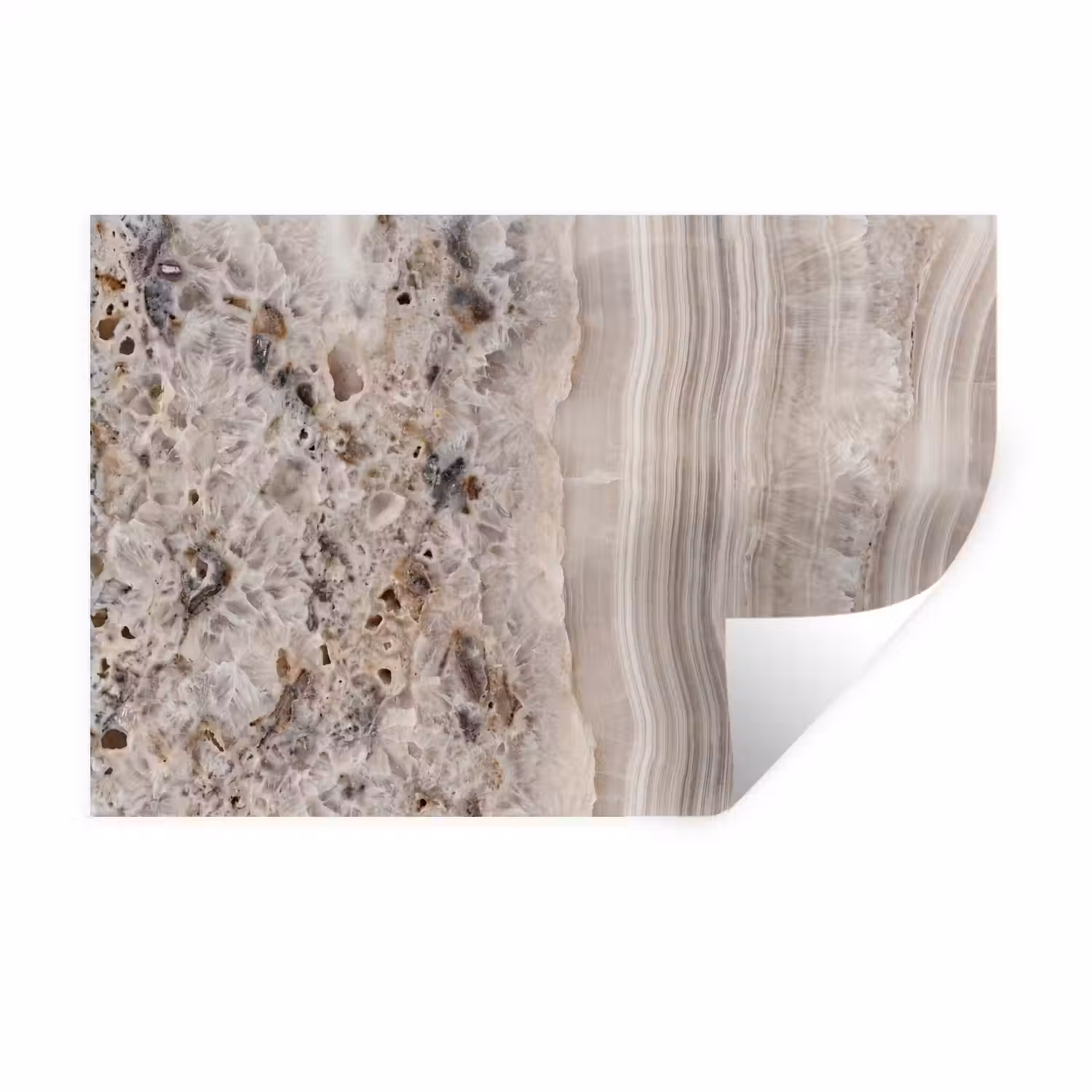 Steen - Textuur - Abstract - Beige - Wit Muursticker klein -3d