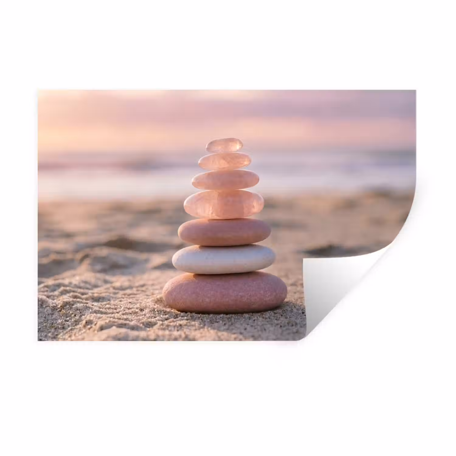 Stenen - Zand - Roze Muursticker klein -3d