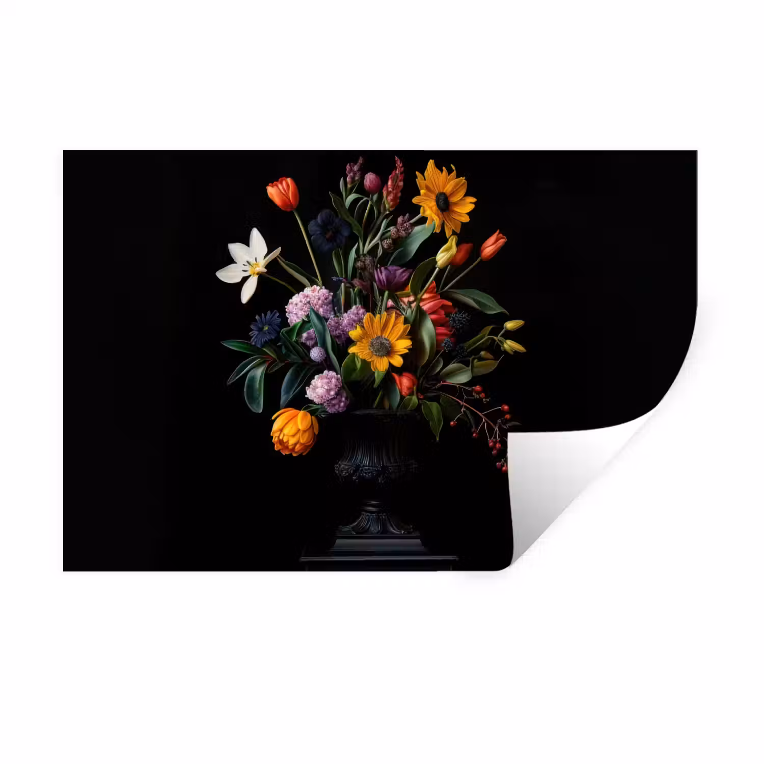 Zonnebloemen - Boeket - Kleurrijk Muursticker klein -3d