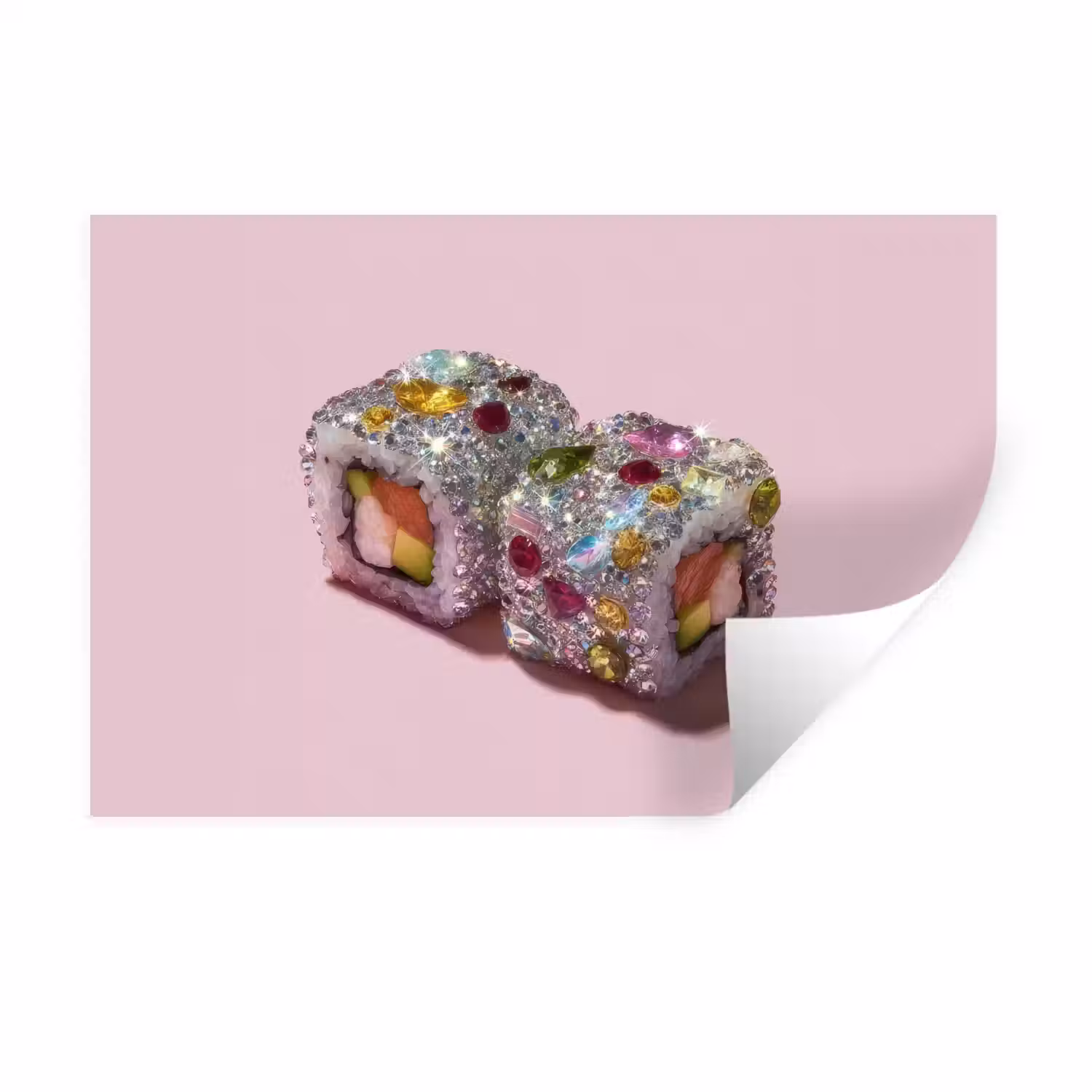 Sushi - Rolletjes - Steentjes - Kleurrijk Muursticker klein -3d