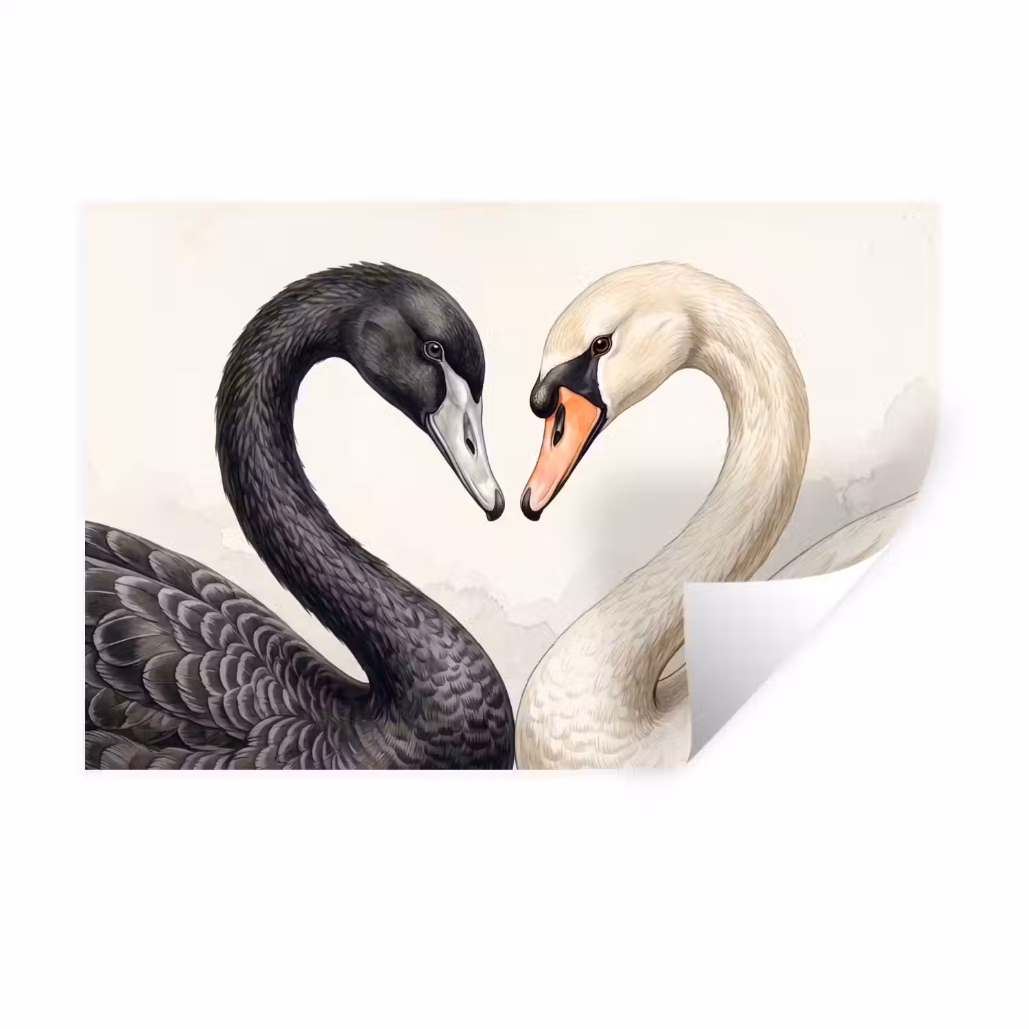 Zwanen - Hartvorm - Dieren Muursticker klein -3d