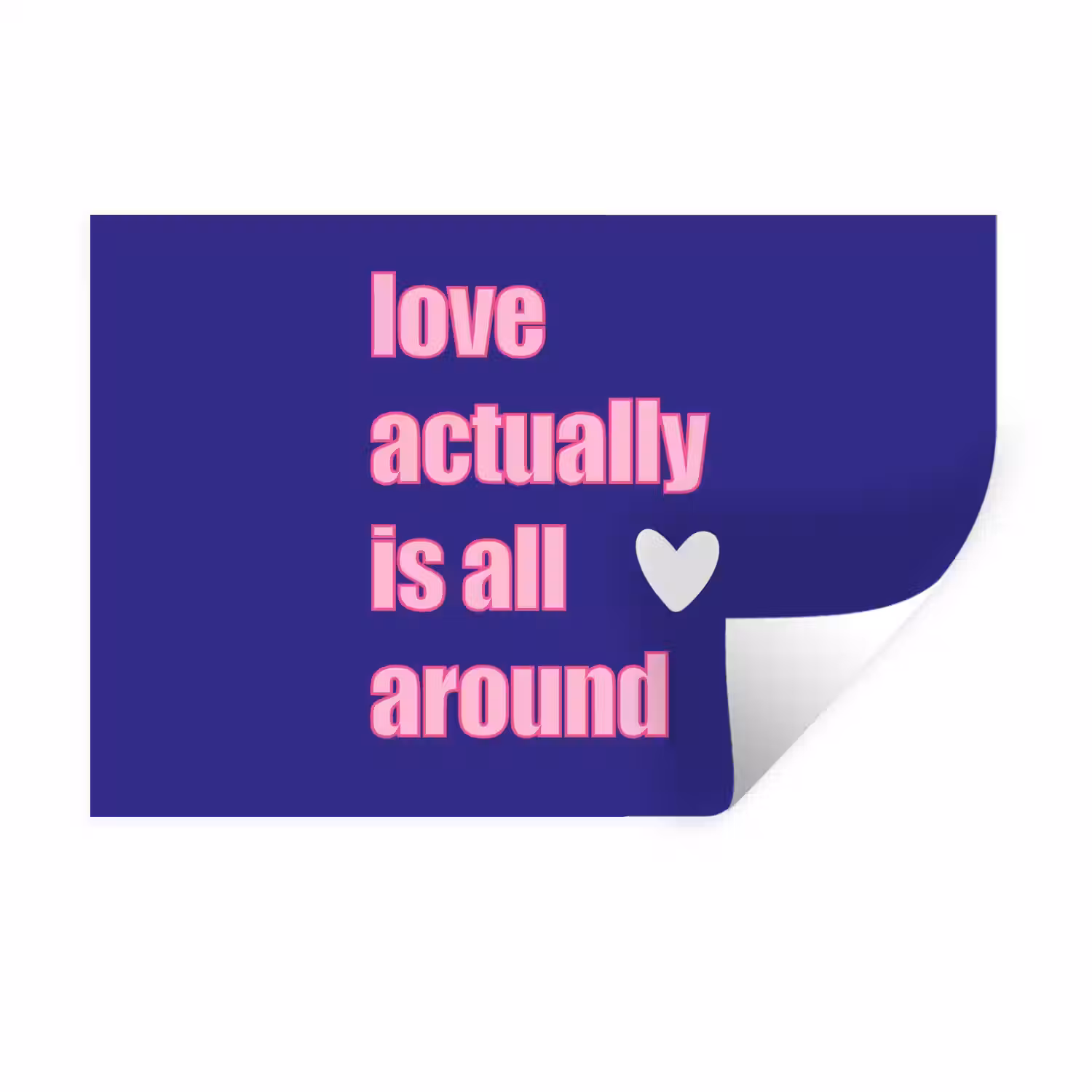 Tekst - Valentijn - Love - Blauw Muursticker klein -3d
