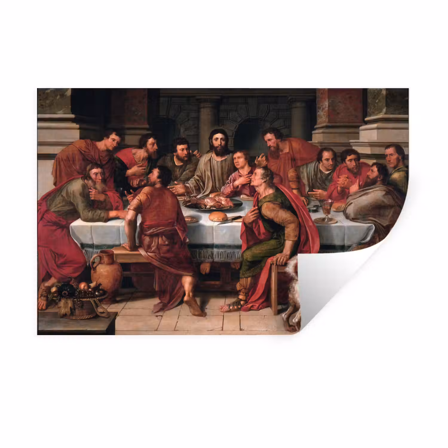 Het laatste avondmaal - Schilderij van Willem Key Muursticker klein -3d