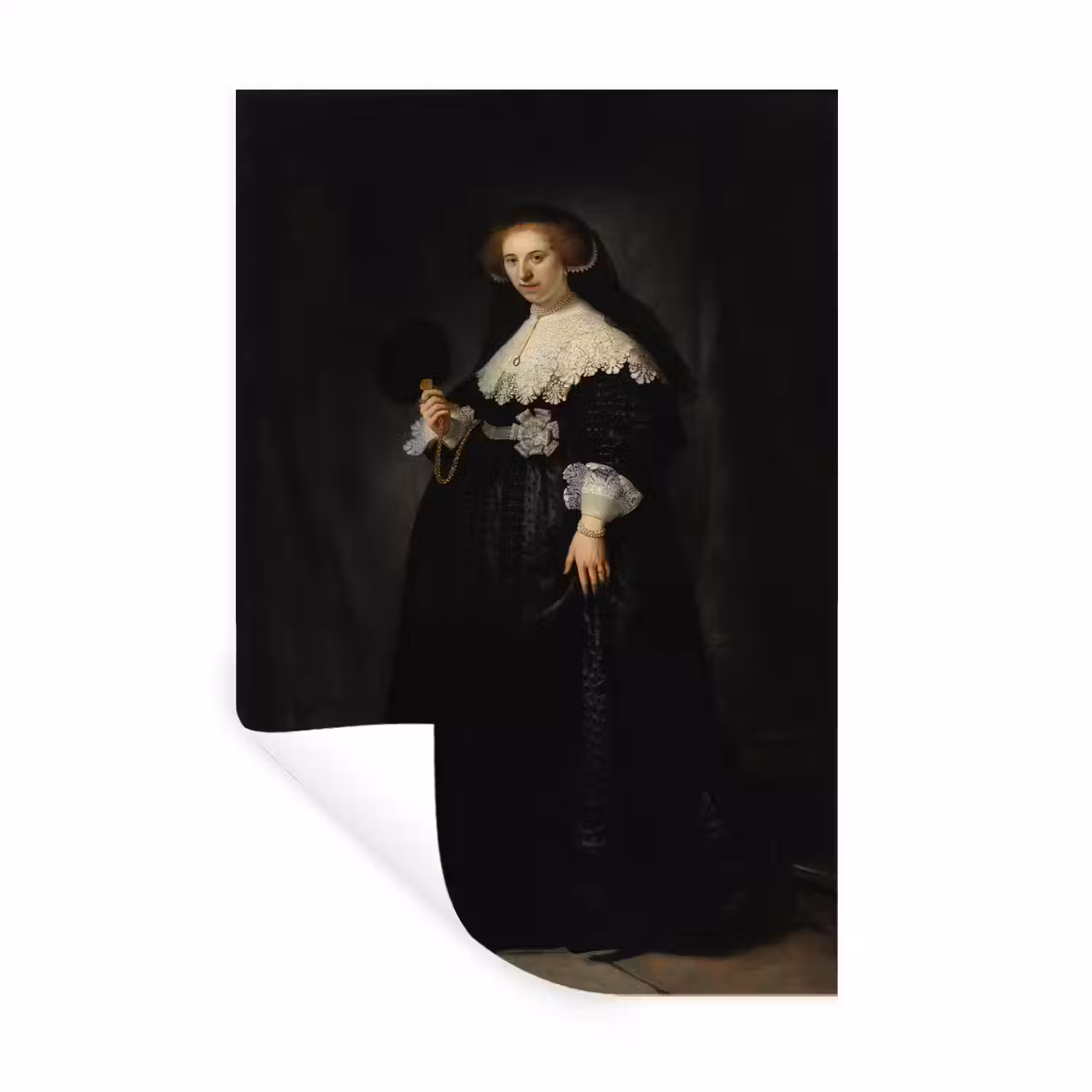 Het huwelijksportret van Oopjen Coppit - Rembrandt van Rijn Muursticker klein -3d