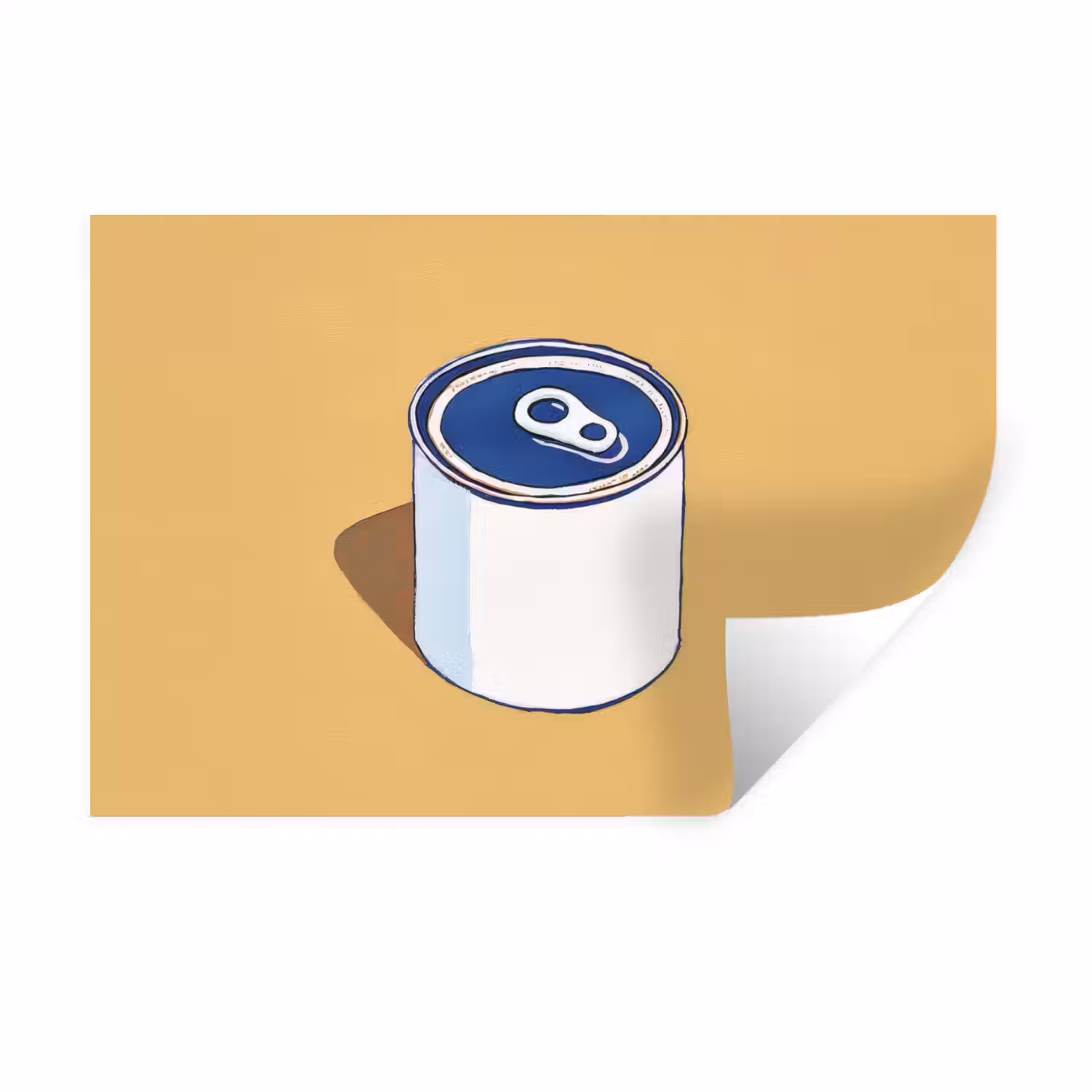 Blikje - Minimalistisch - Blauw - Illustratie Muursticker klein -3d