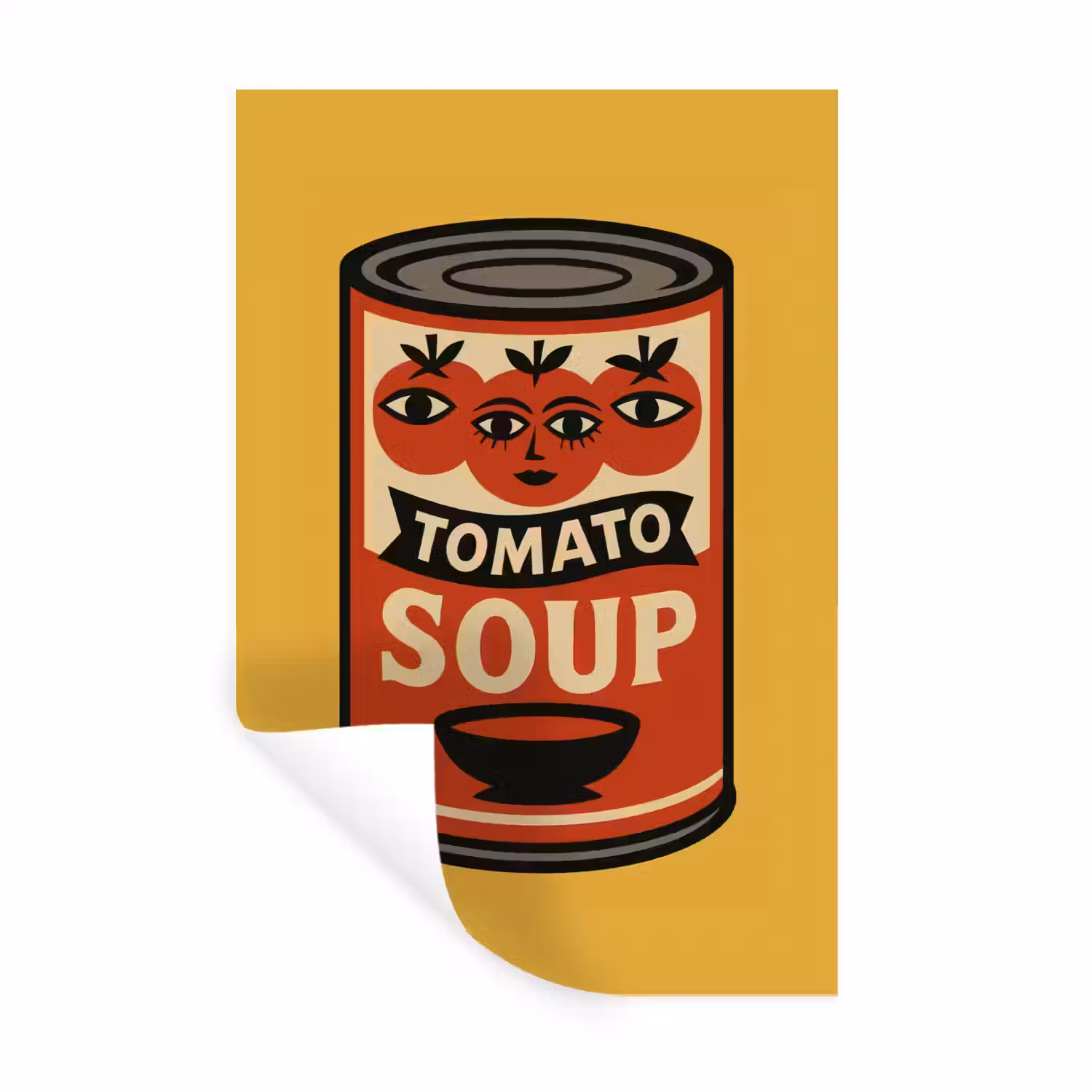 Tomatensoep - Gezichtje - Illustratie - Rood Muursticker klein -3d
