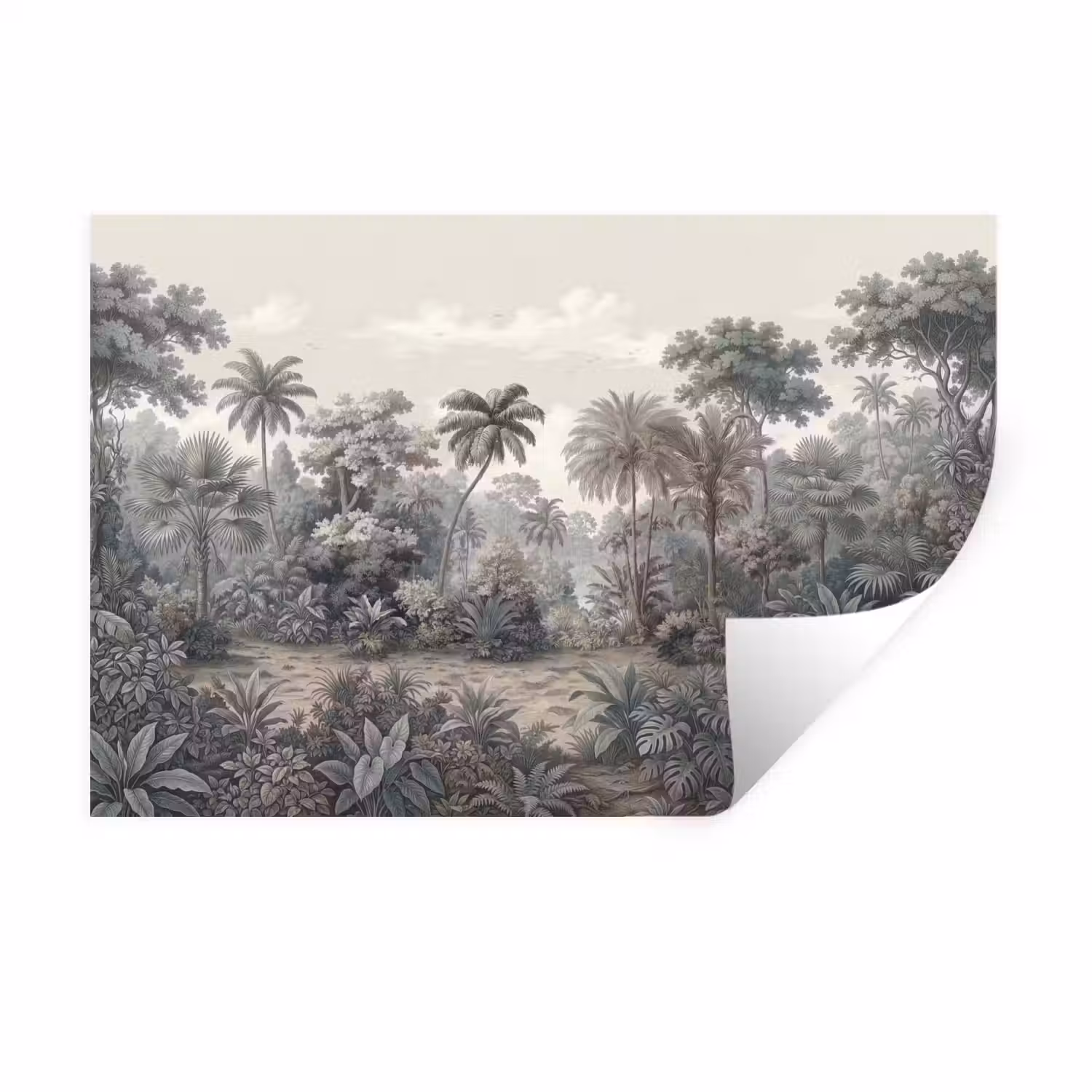 Tropisch - Landschap - Illustratie Muursticker klein -3d