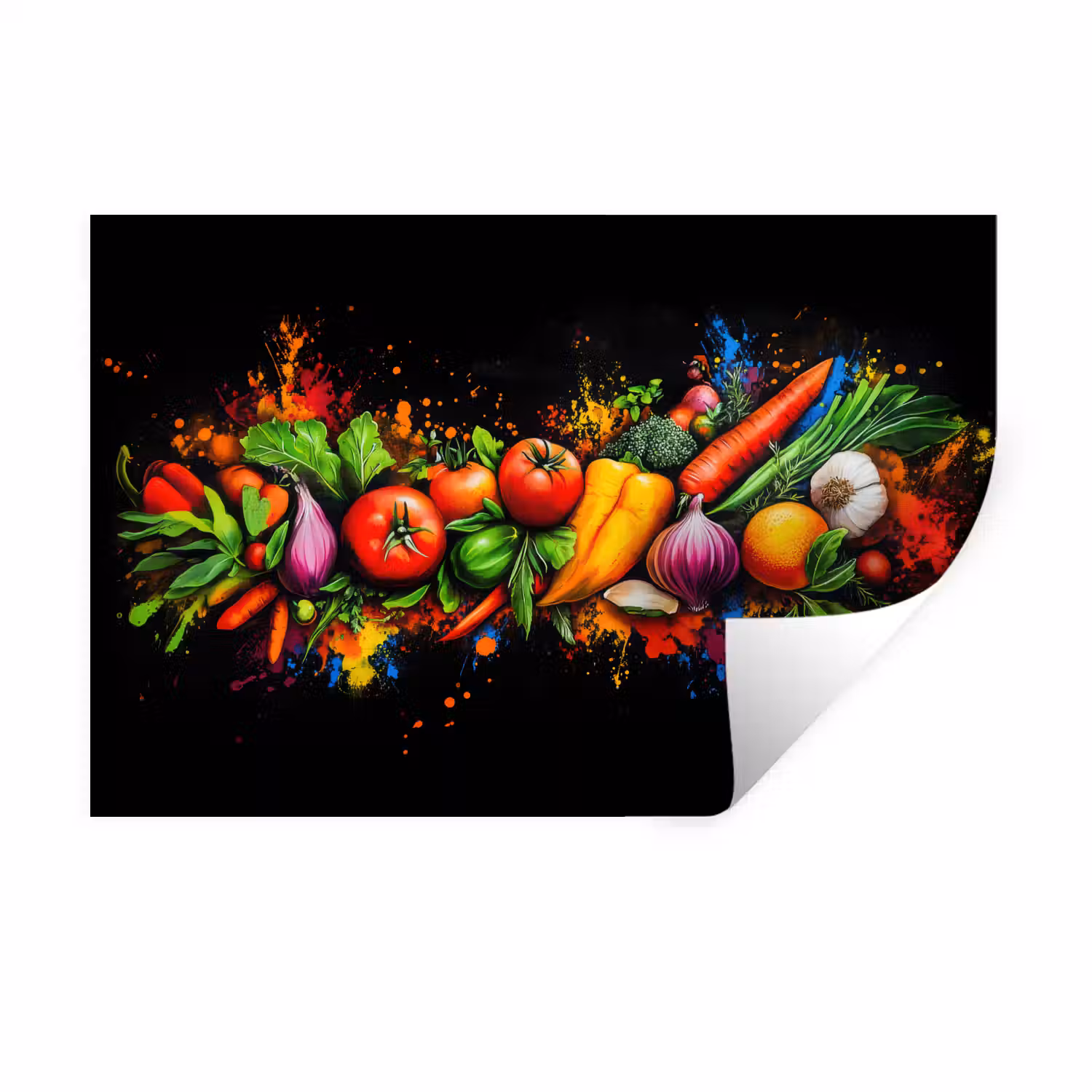 Groente - Eten - Kruiden - Graffiti - Koken Muursticker klein -3d
