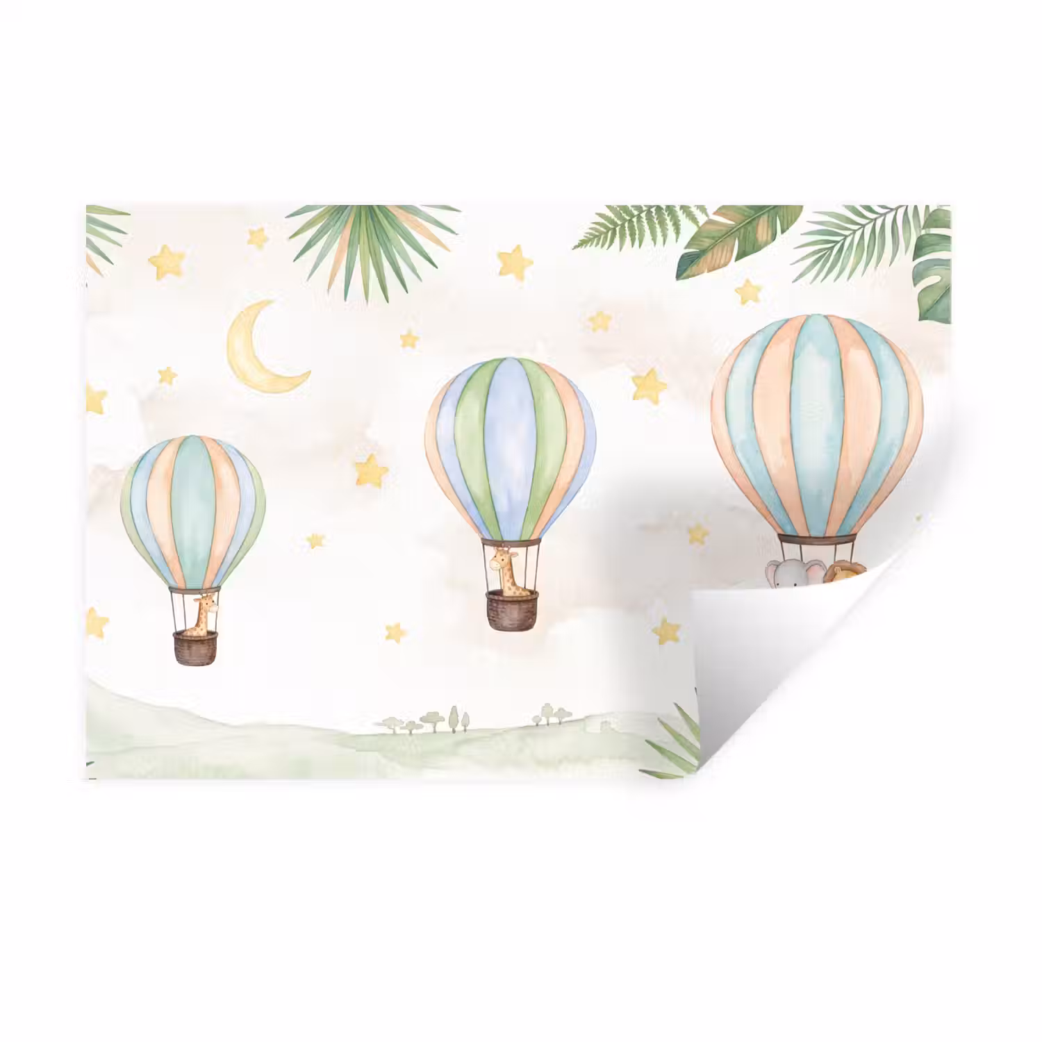 Aquarel - Luchtballonnen - Pastel Muursticker klein -3d