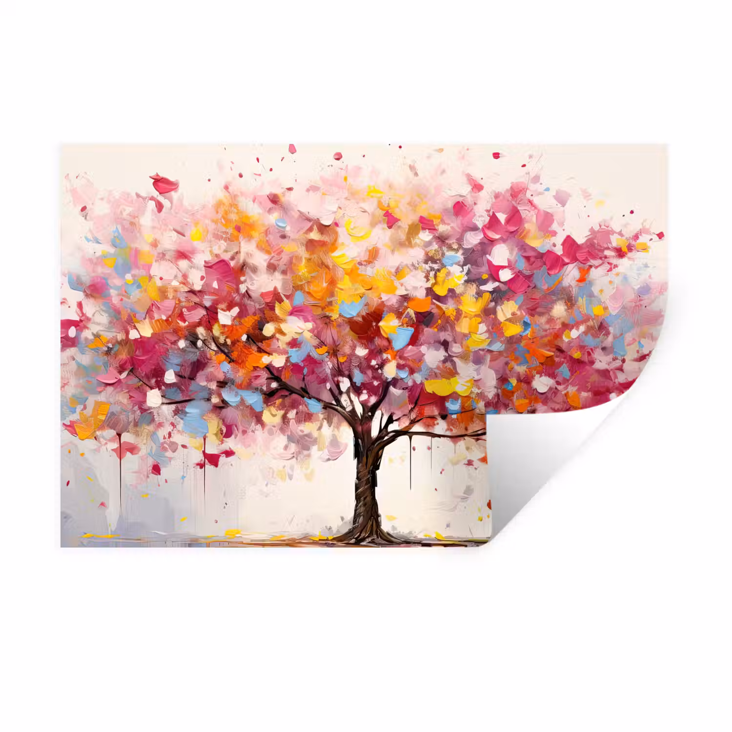 Aquarel - Boom - Kunst - Abstract Muursticker klein -3d
