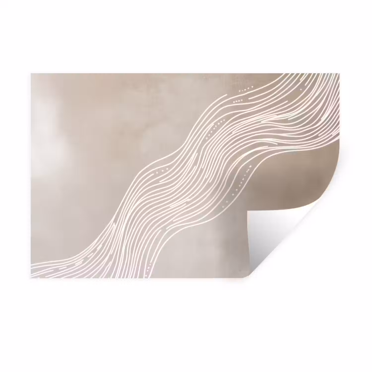 Golvende lijnen - Vloeiend - Zandkleurig Muursticker klein -3d