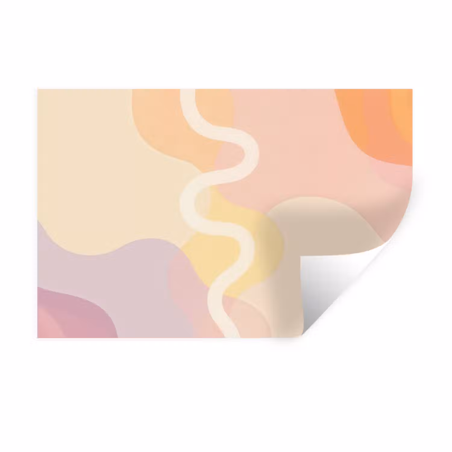 Golvende vormen - Abstract - pastel Muursticker klein -3d