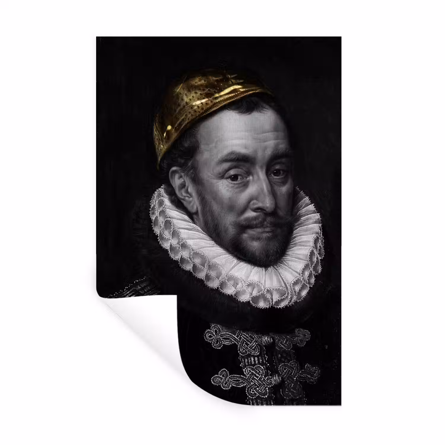 Willem van Oranje - Adriaen Thomasz - Goud Muursticker klein -3d