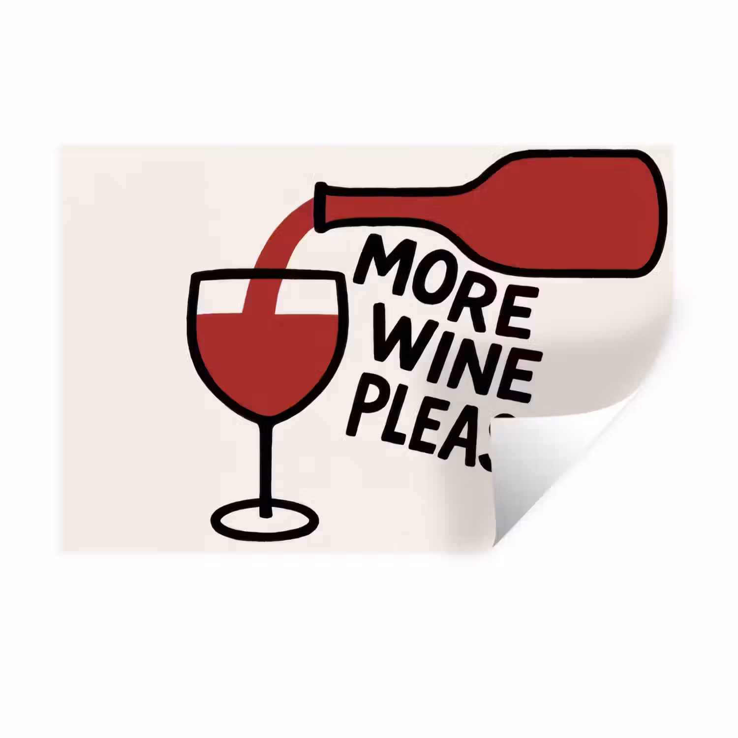 Wijnfles - Quote - Rood - Glas Muursticker klein -3d