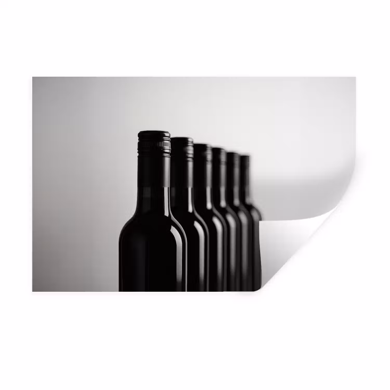 Wijnflessen - Zwart - Minimalistisch Muursticker klein -3d