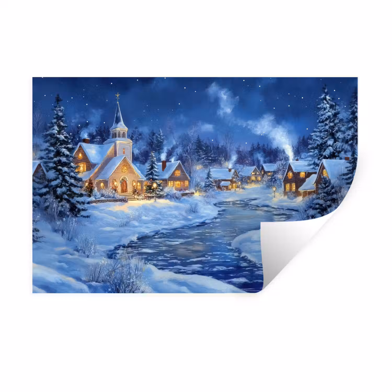 Winteravond - Kerstdorp - Donker Muursticker klein -3d