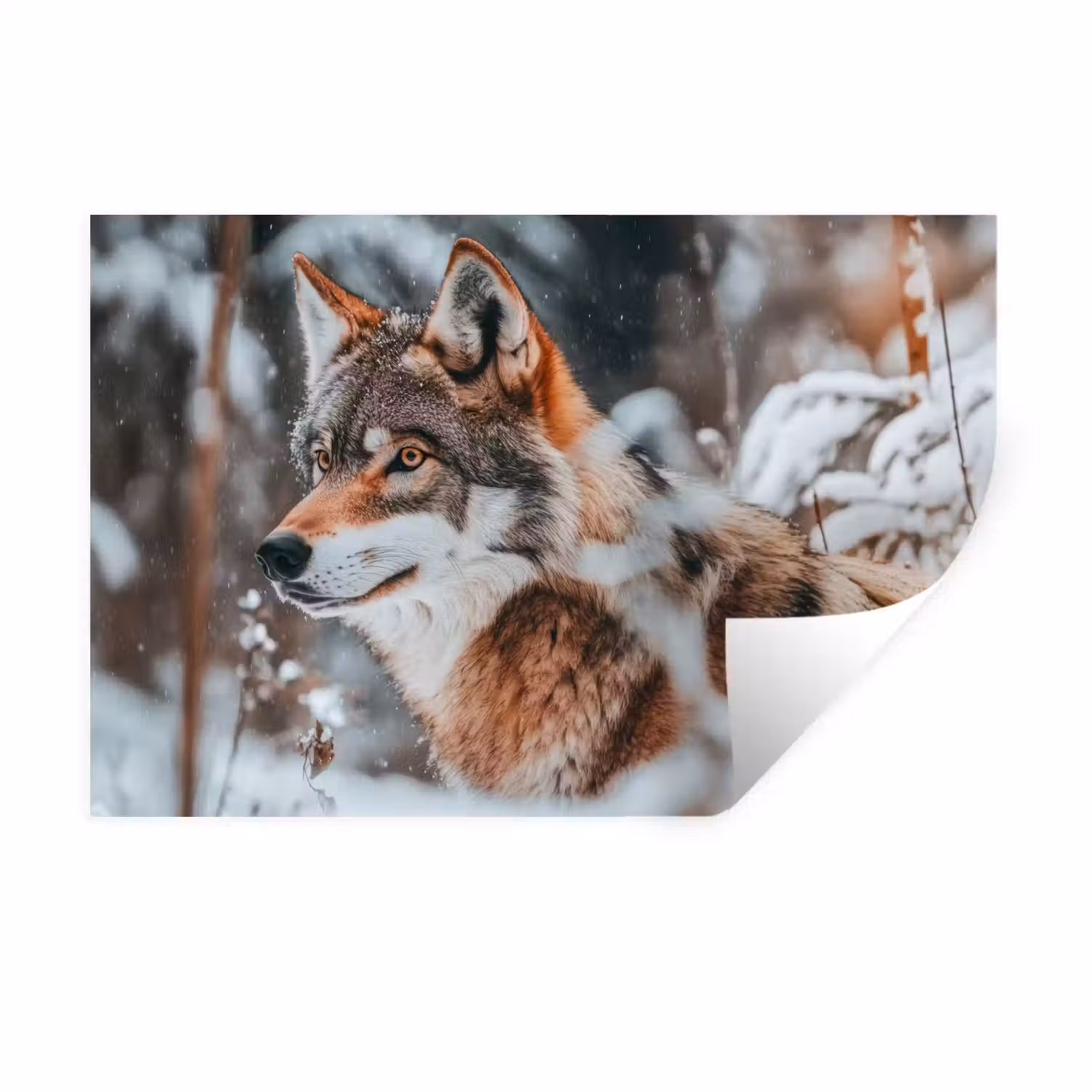 Wolf - Sneeuw - Winter - Dieren - Natuur - Sneeuw Muursticker klein -3d