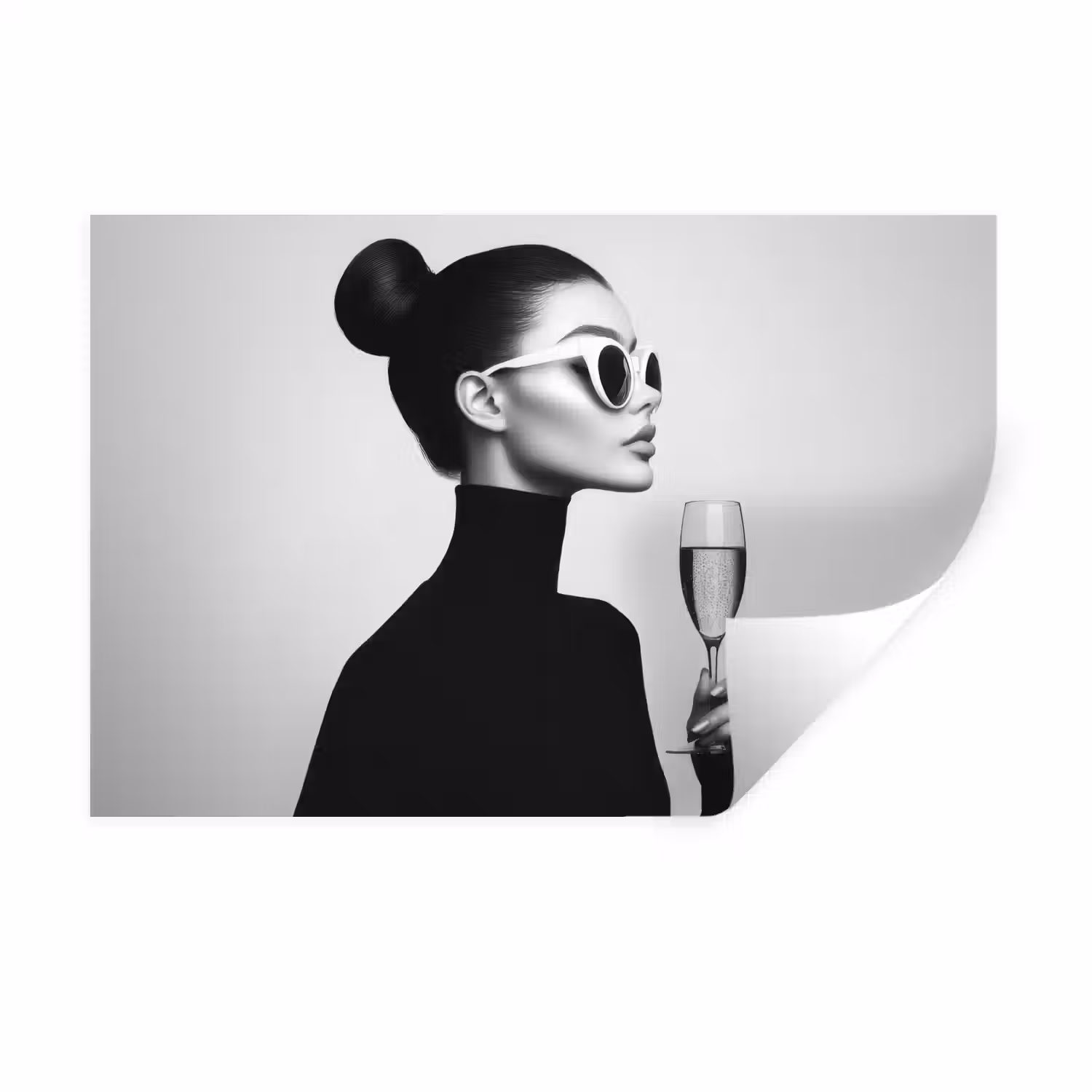Vrouw - Champagne - Modern Muursticker klein -3d