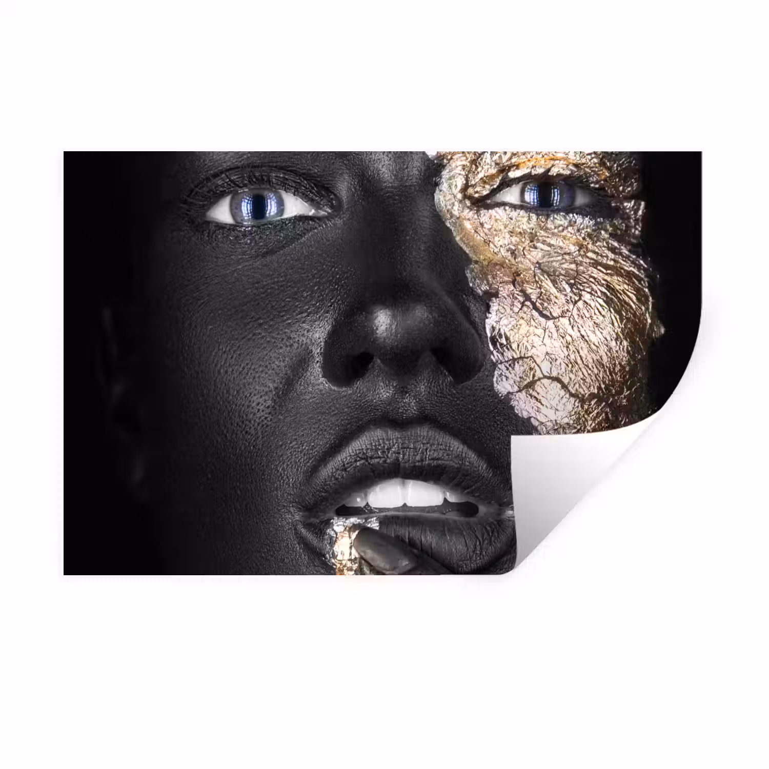 Vrouw - Bladgoud - Zwart - Huid - Luxe Muursticker klein -3d