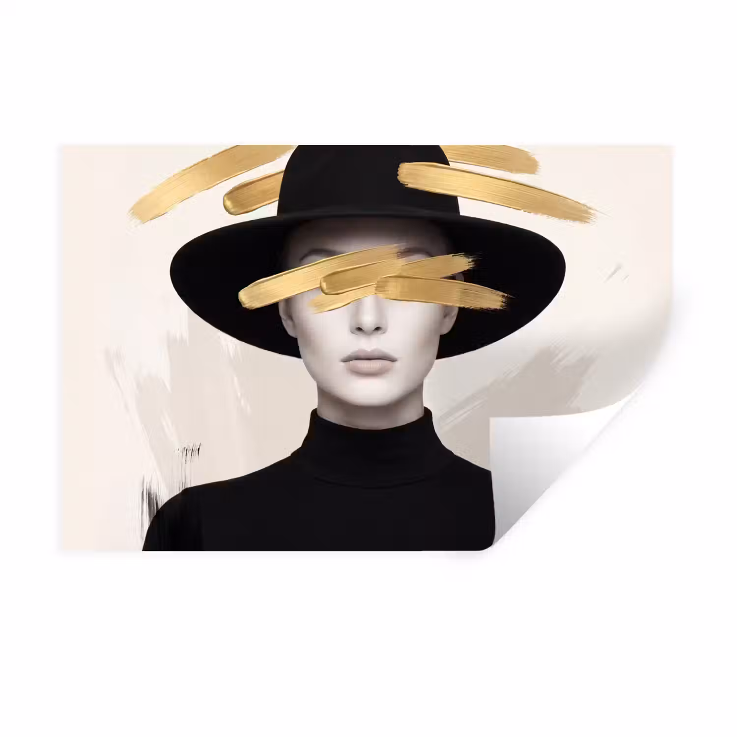 Vrouw - Portret - Modern - Goud - Kunst Muursticker klein -3d