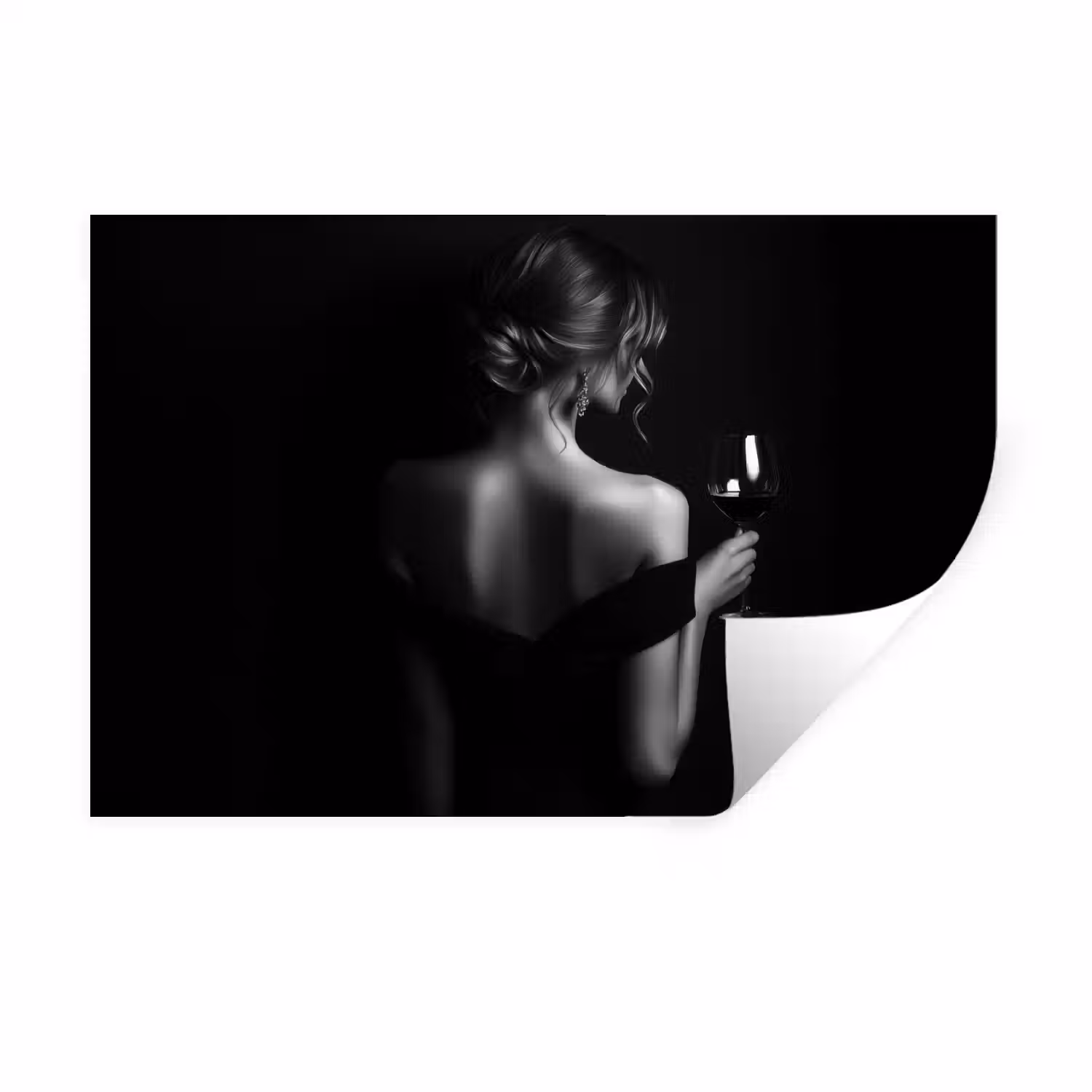 Vrouw - Wijn - Jurk Muursticker klein -3d