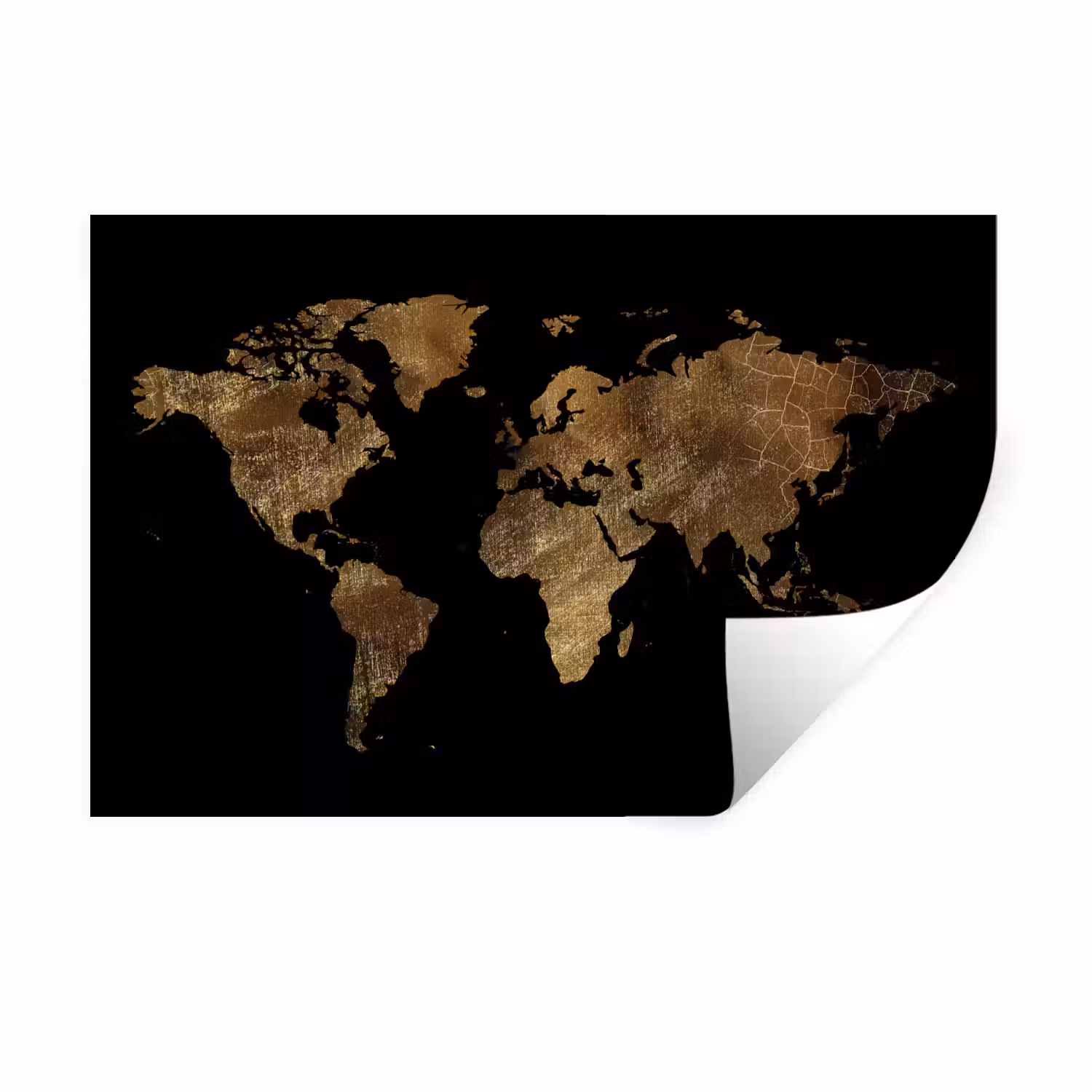 Wereldkaart - Goud - Luxe - Aarde - Zwart Muursticker klein -3d