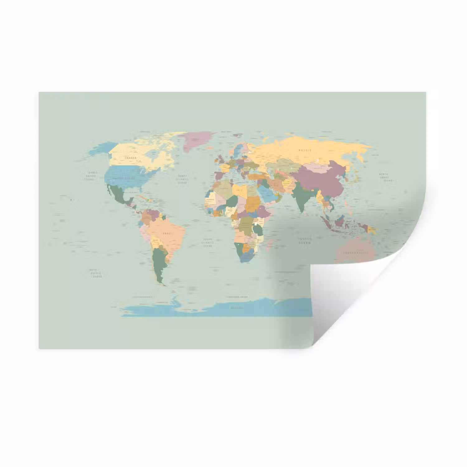Wereldkaart - Realistisch - Kaart Muursticker klein -3d