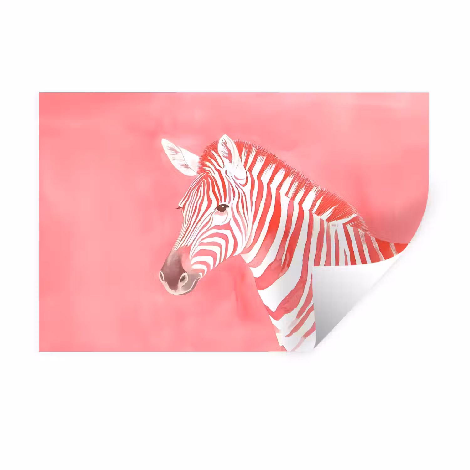 Zebra - Pink - Verf Muursticker klein -3d