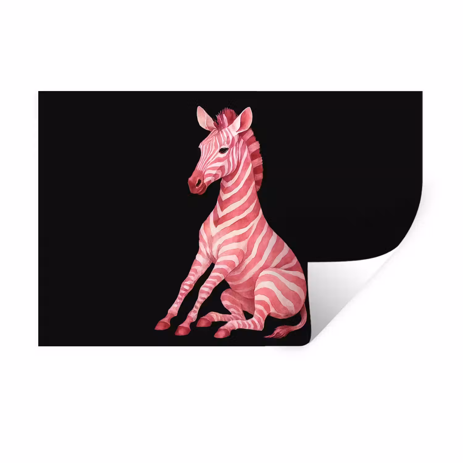 Zebra - Roze - Gestreept Muursticker klein -3d