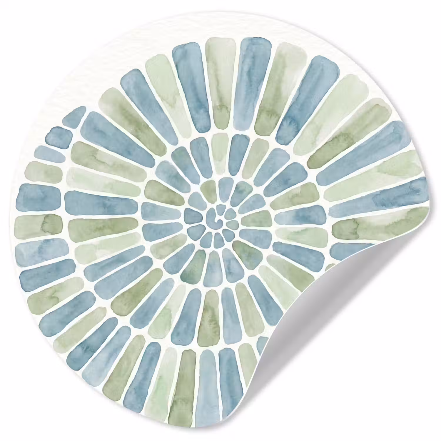 Abstract - Spiraal - Patroon - Modern - Blauw-Groen Wandcirkel behangsticker klein -3d