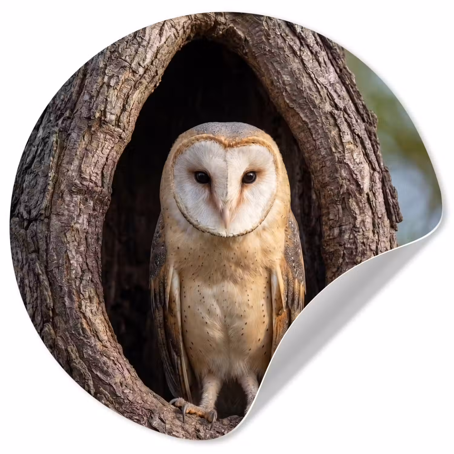 Kerkuil - Boom - Natuur - Bruin Wandcirkel behangsticker klein -3d