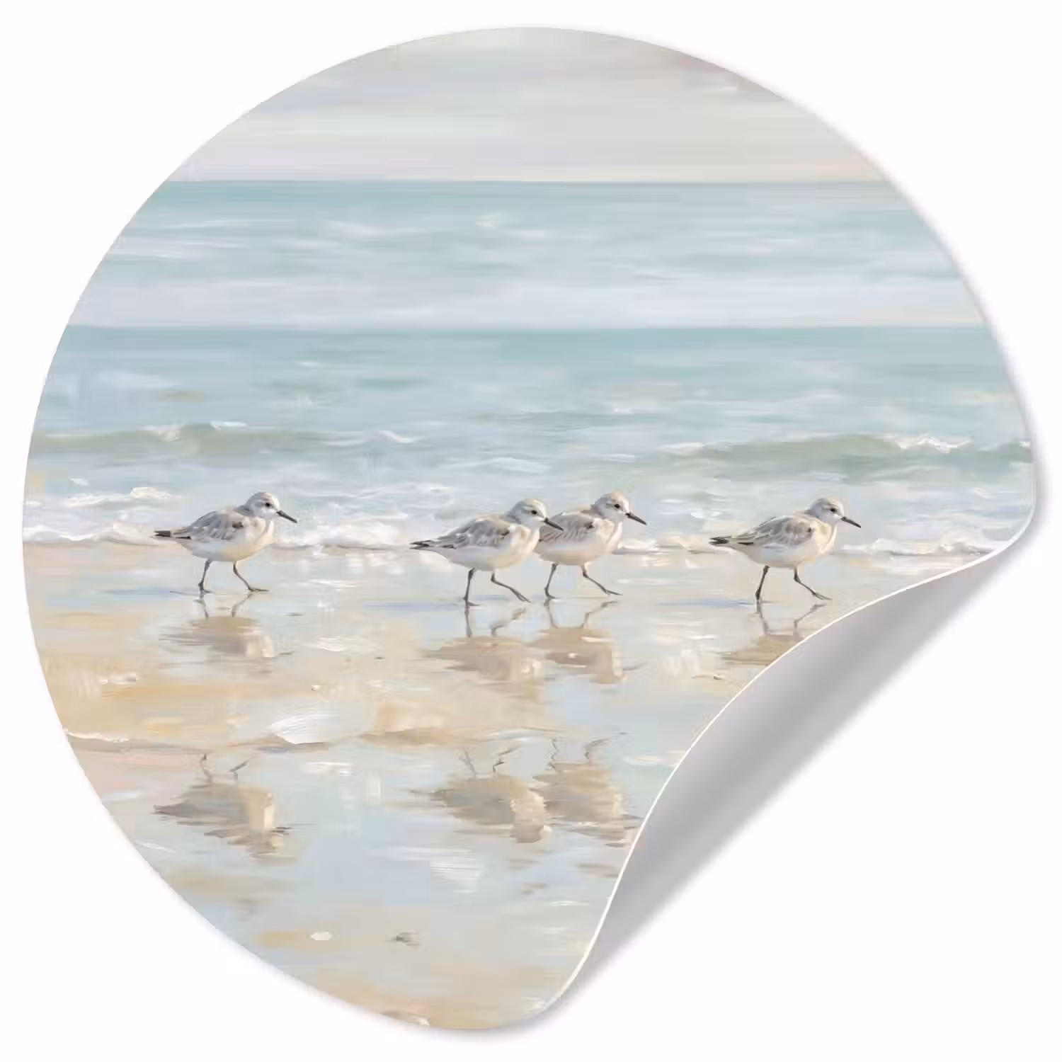 Vogels - Strand - Zee Wandcirkel behangsticker klein -3d