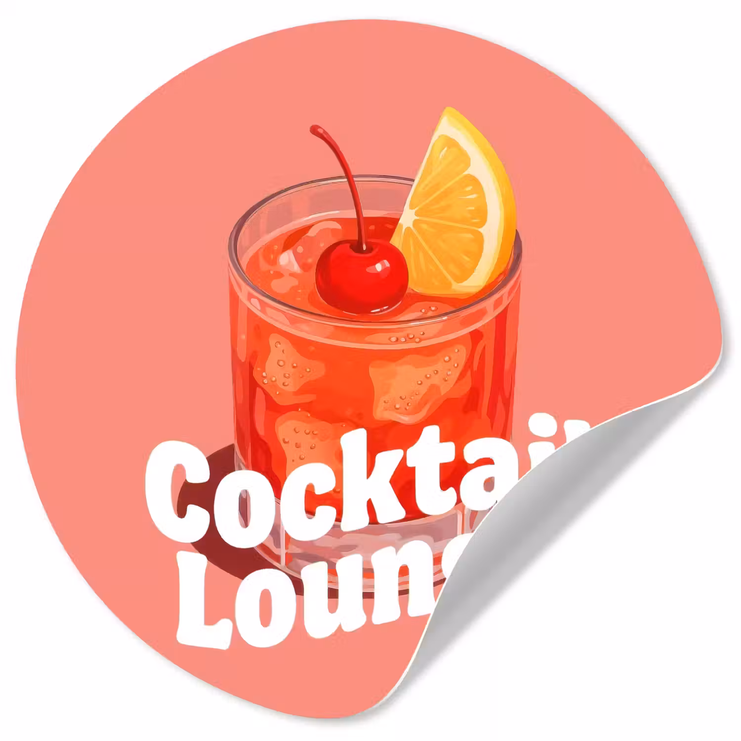 Cocktail Lounge - Glas - Koraal Wandcirkel behangsticker klein -3d