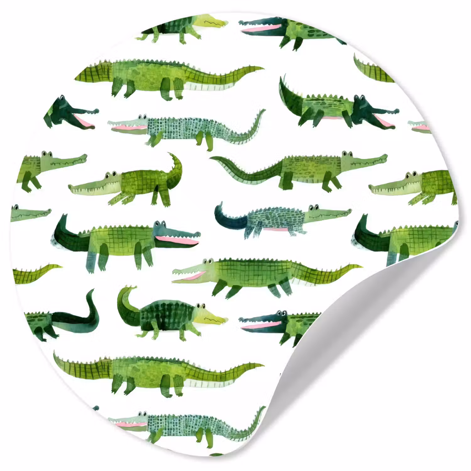 krokodillen - Speels - Groen Wandcirkel behangsticker klein 186 -3d