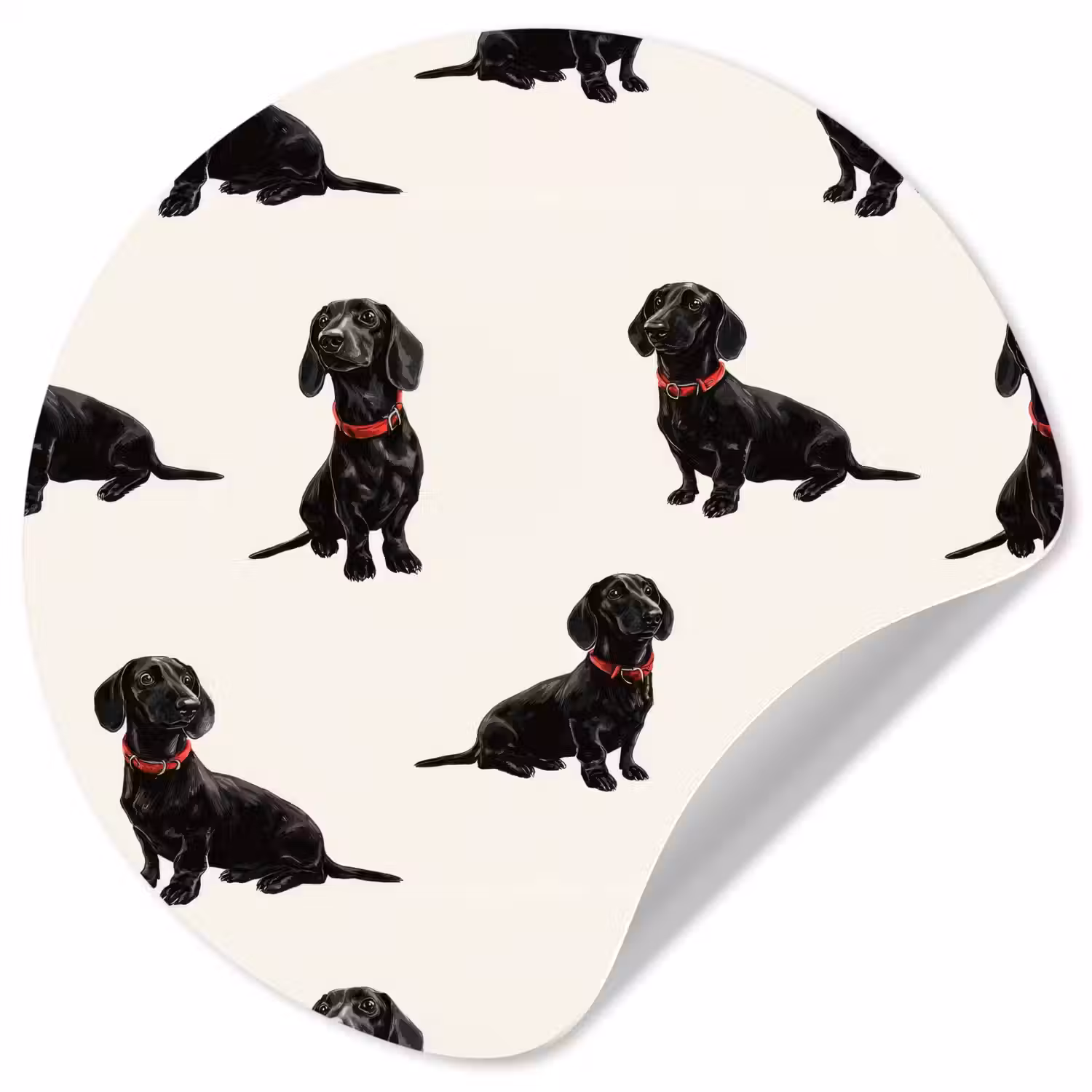 Hond - Patroon - Zwart Wandcirkel behangsticker klein 186 -3d