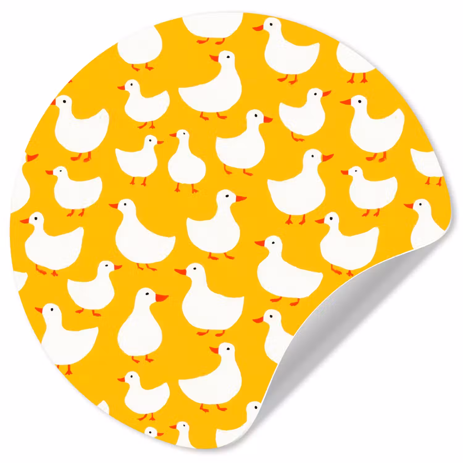 Eendjes - Patroon - Geel Wandcirkel behangsticker klein 186 -3d