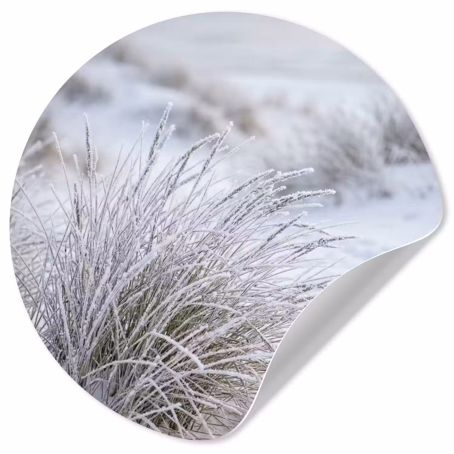 Duinen - Sneeuw - Strand - Winter - Serene Wandcirkel behangsticker klein -3d