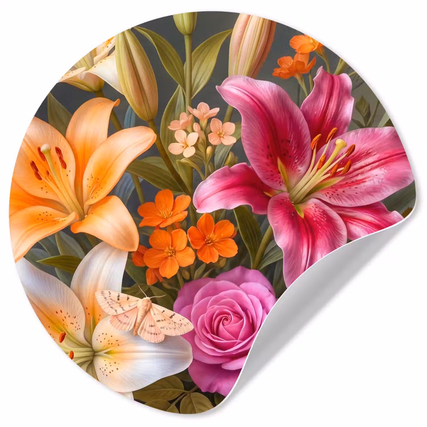 Bloemen - Boeket - Natuur - Kleurrijk - Modern Wandcirkel behangsticker klein -3d