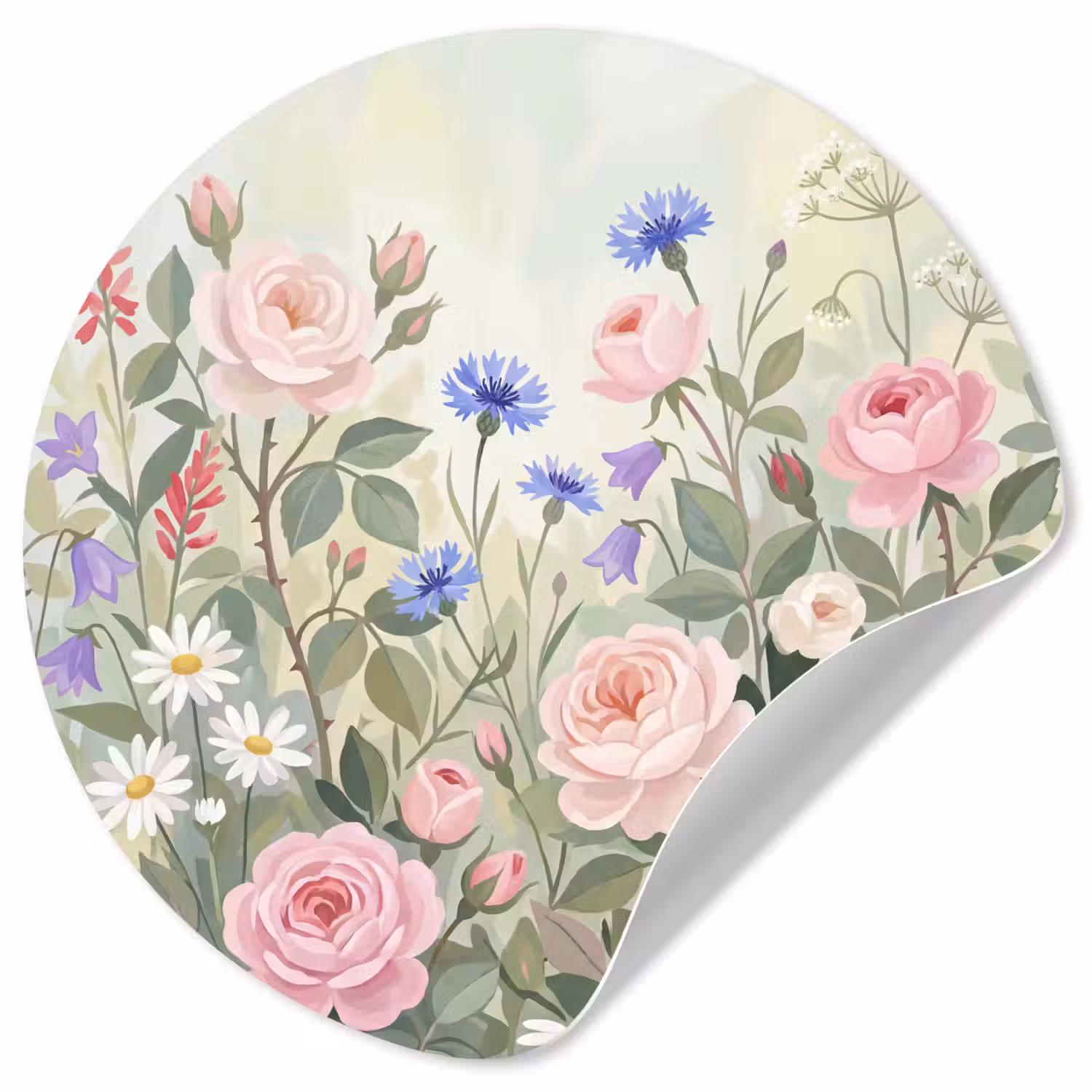 Bloemen - Tuin - Natuur - Kleurrijk Wandcirkel behangsticker klein -3d
