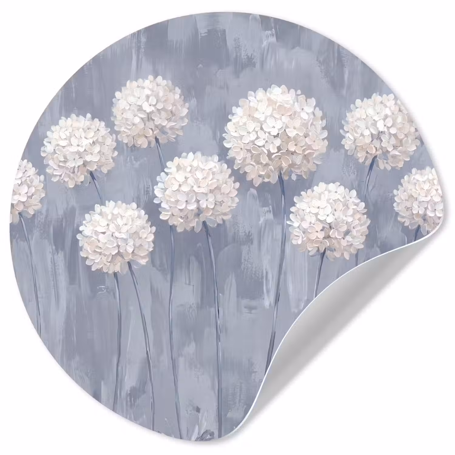 Bloemen - Illustratie - Blauw Wandcirkel behangsticker klein -3d