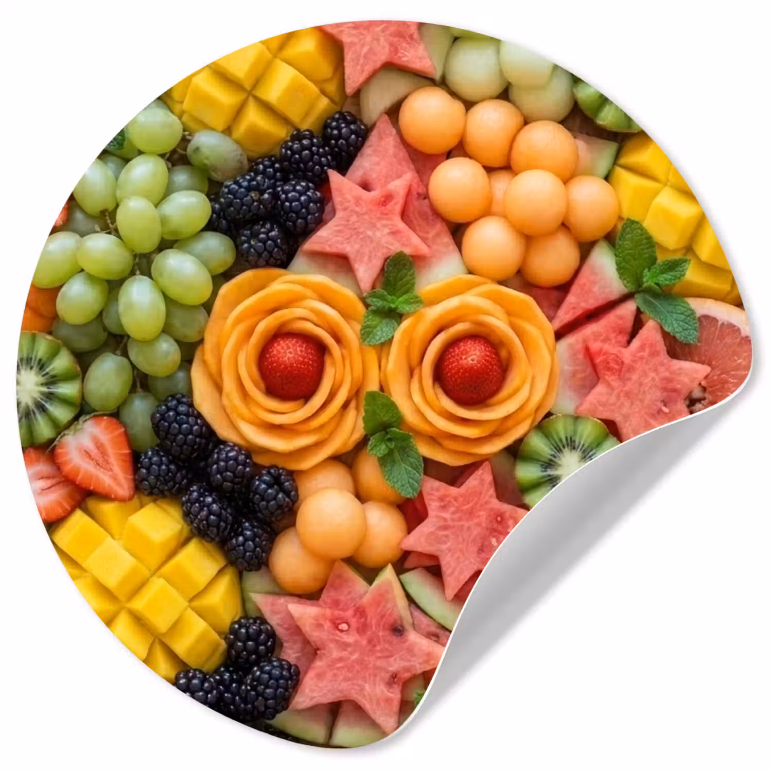 Fruit - Variatie - Kleurrijk - Vers - Eten Wandcirkel behangsticker klein -3d