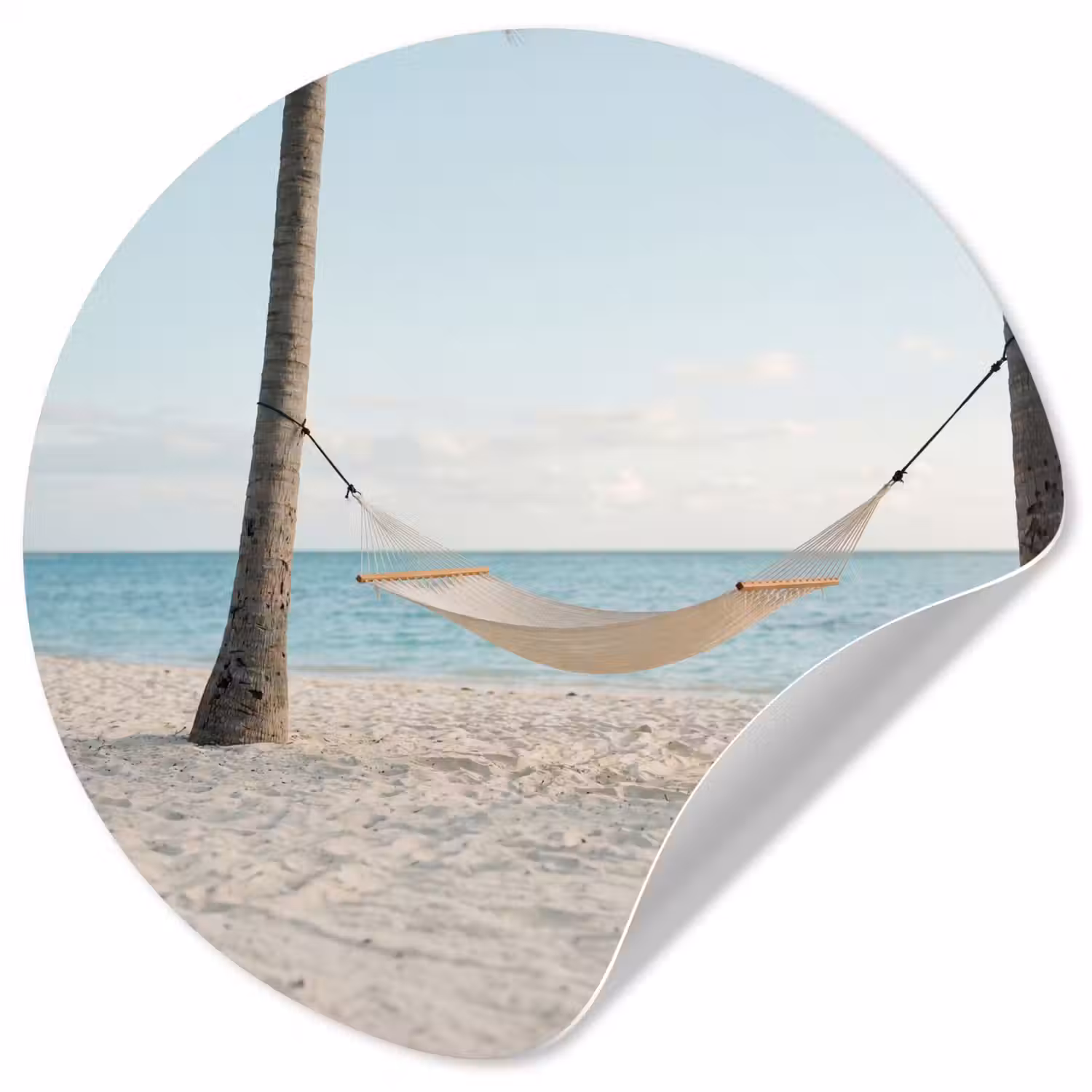 Hangmat - Strand - Wit Wandcirkel behangsticker klein -3d