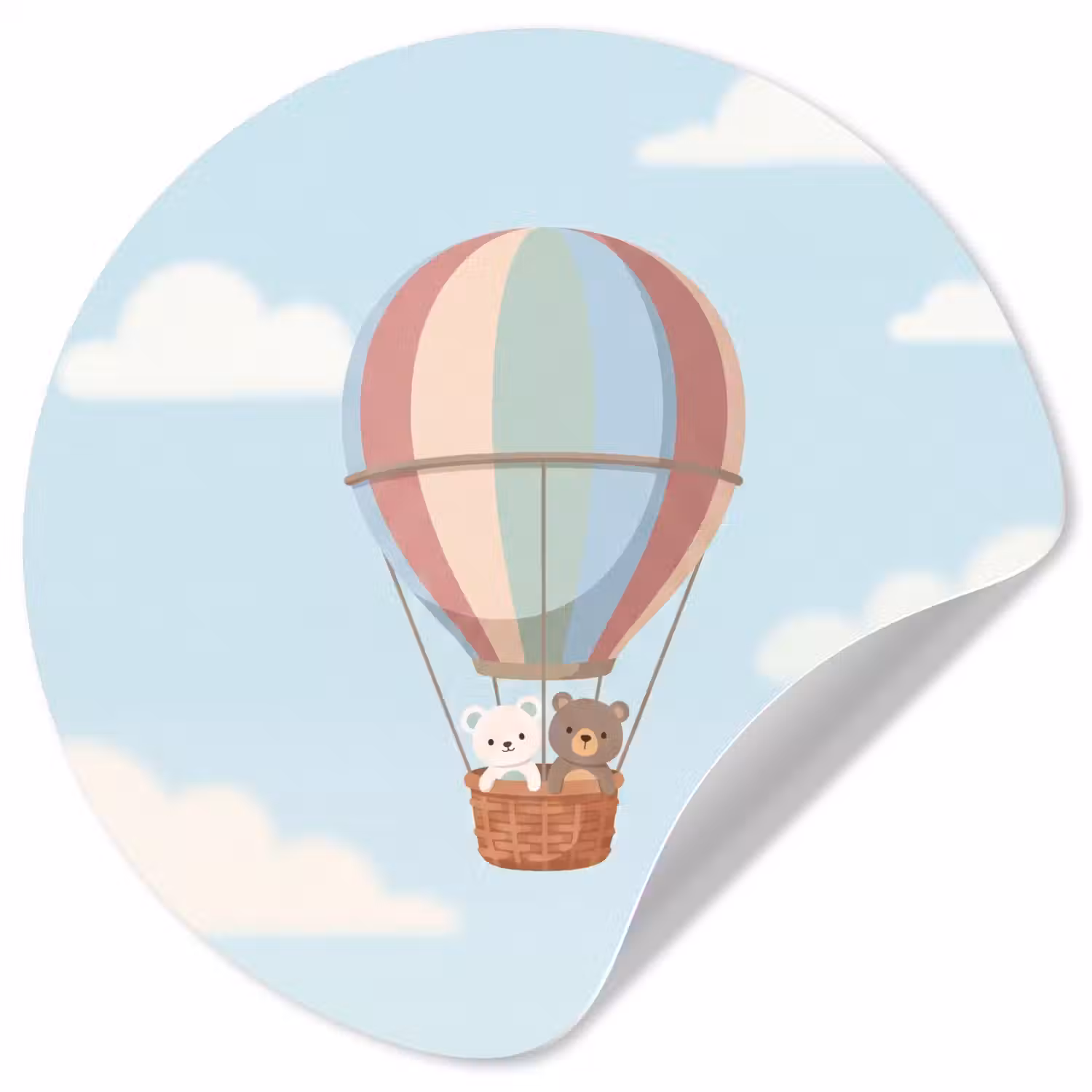 Luchtballon - Beren - Pastel Wandcirkel behangsticker klein -3d
