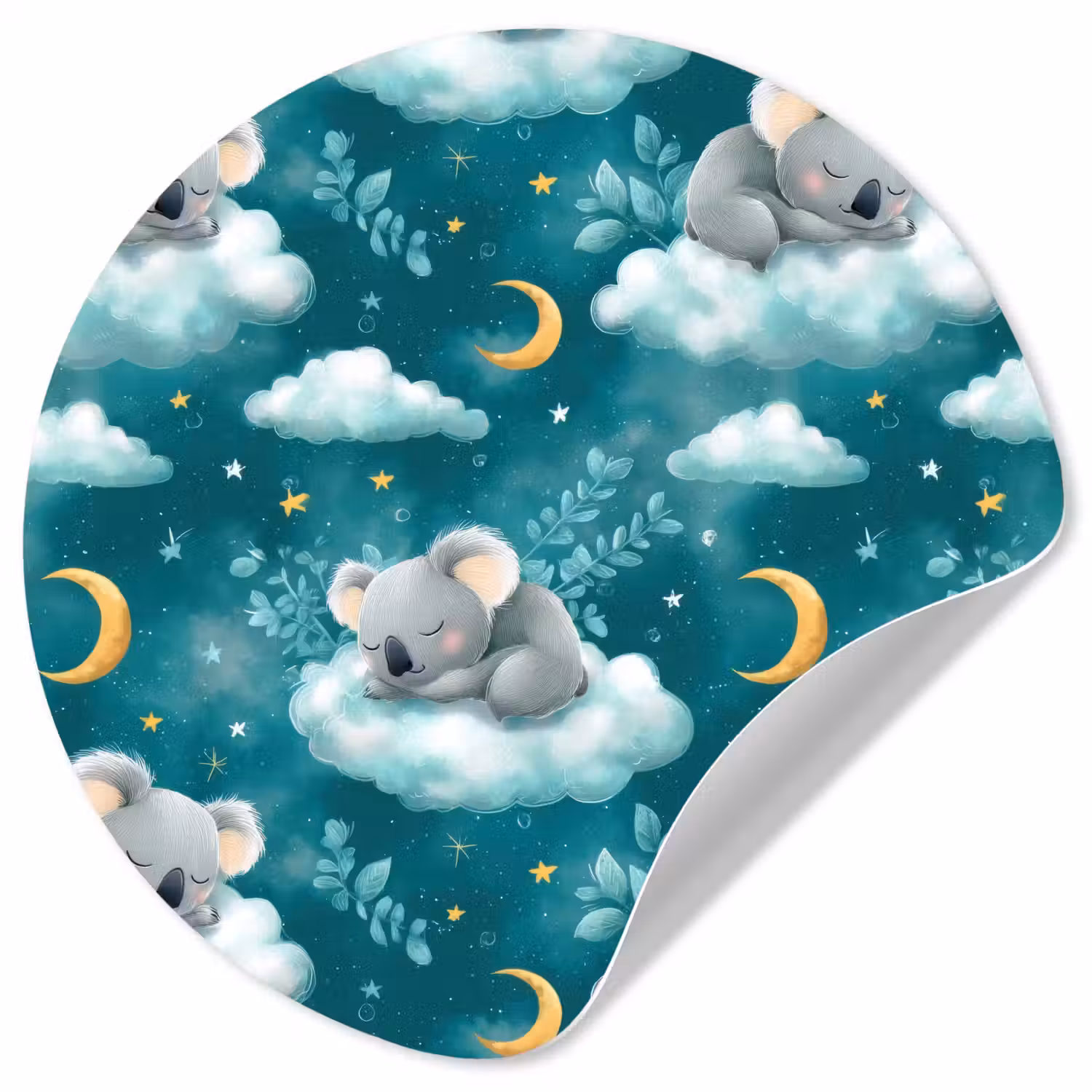 Koala's - Betoverend - Blauw Wandcirkel behangsticker klein 186 -3d