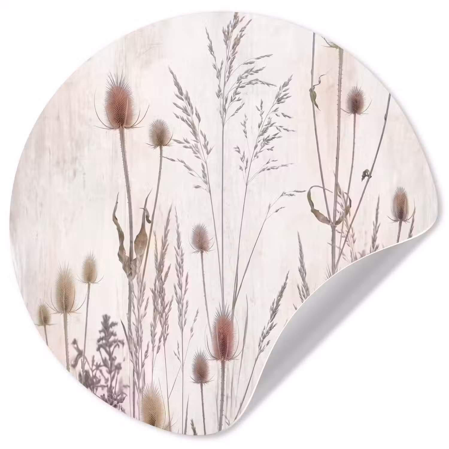 Weidebloemen - Design - Sepia Wandcirkel behangsticker klein -3d